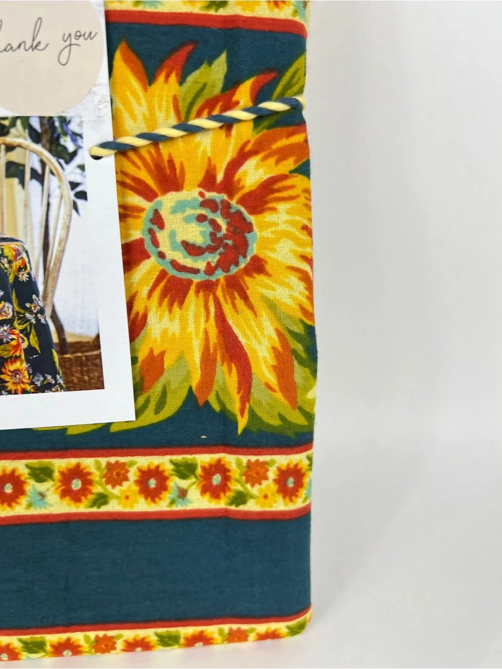 April Cornell Marguerite Floral Tablecloth Teal Yellow Orange 70